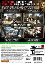 Box back cover for Heavy Fire - Shattered Spear on the Microsoft Xbox 360.