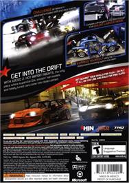 Box back cover for Juiced 2 - Hot Import Nights on the Microsoft Xbox 360.