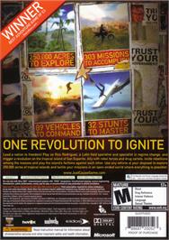 Box back cover for Just Cause on the Microsoft Xbox 360.