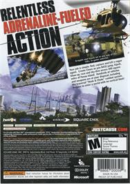 Box back cover for Just Cause 2 on the Microsoft Xbox 360.