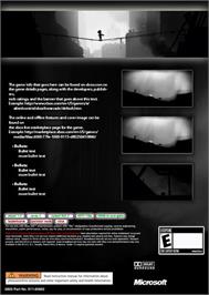 Box back cover for Limbo on the Microsoft Xbox 360.