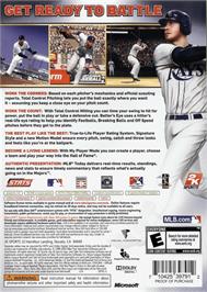 Box back cover for Major League Baseball 2k10 on the Microsoft Xbox 360.