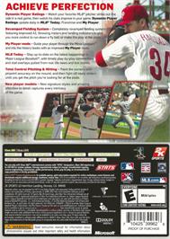 Box back cover for Major League Baseball 2k11 on the Microsoft Xbox 360.
