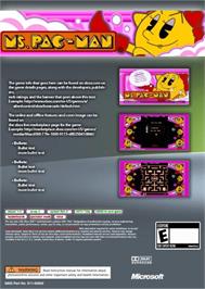 Box back cover for Ms. Pac-man on the Microsoft Xbox 360.