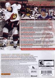 Box back cover for NHL 2K8 on the Microsoft Xbox 360.
