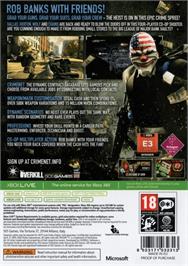 Box back cover for Payday 2 on the Microsoft Xbox 360.