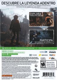 Box back cover for Rise Of The Tomb Raider on the Microsoft Xbox 360.