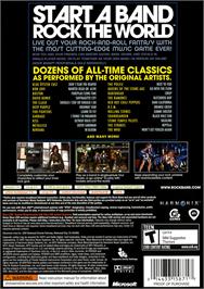 Box back cover for Rock Band on the Microsoft Xbox 360.