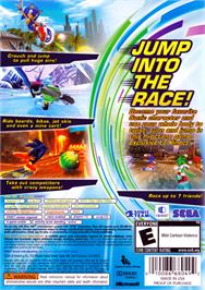 Box back cover for SONIC FREE RIDERS on the Microsoft Xbox 360.