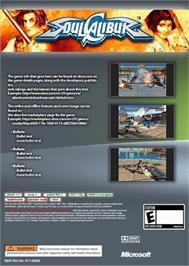 Box back cover for SOULCALIBUR on the Microsoft Xbox 360.