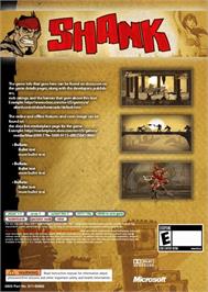 Box back cover for Shank on the Microsoft Xbox 360.