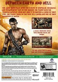Box back cover for Spartacus Legends on the Microsoft Xbox 360.