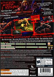 Box back cover for Splatterhouse on the Microsoft Xbox 360.