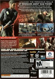 Box back cover for Splinter Cell Conviction on the Microsoft Xbox 360.