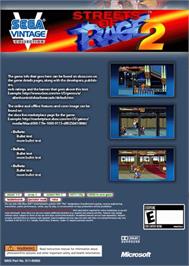 Box back cover for Streets Of Rage 2 on the Microsoft Xbox 360.