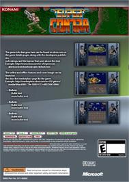 Box back cover for Super Contra on the Microsoft Xbox 360.