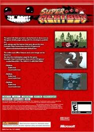 Box back cover for Super Meat Boy on the Microsoft Xbox 360.