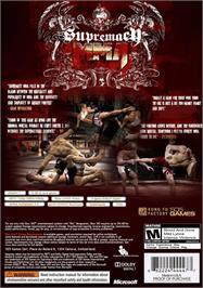 Box back cover for Supremacy MMA on the Microsoft Xbox 360.