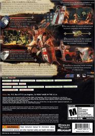 Box back cover for The Cursed Crusade on the Microsoft Xbox 360.