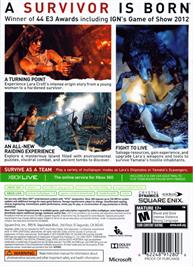 Box back cover for Tomb Raider:Legend on the Microsoft Xbox 360.
