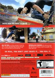 Box back cover for Tony Hawk's Project 8 on the Microsoft Xbox 360.