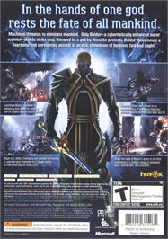 Box back cover for Too Human on the Microsoft Xbox 360.