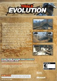 Box back cover for Trials Evolution on the Microsoft Xbox 360.