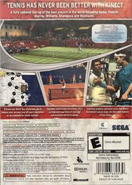 Box back cover for Virtua Tennis 4 on the Microsoft Xbox 360.