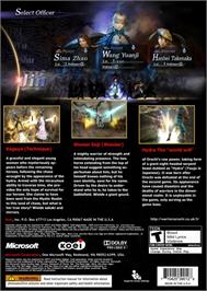 Box back cover for WARRIORS OROCHI 3 on the Microsoft Xbox 360.