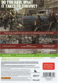 Box back cover for Walking Dead - Survival Instinct, The on the Microsoft Xbox 360.