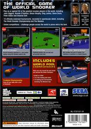 Box back cover for World Snooker Championship 2007 on the Microsoft Xbox 360.
