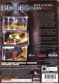 Box back cover for X-blades on the Microsoft Xbox 360.