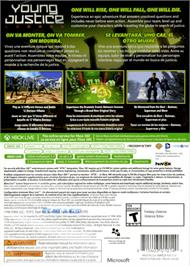 Box back cover for Young Justice - Legacy on the Microsoft Xbox 360.