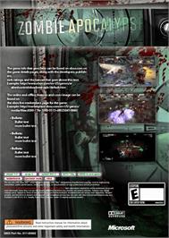 Box back cover for Zombie Apocalypse on the Microsoft Xbox 360.