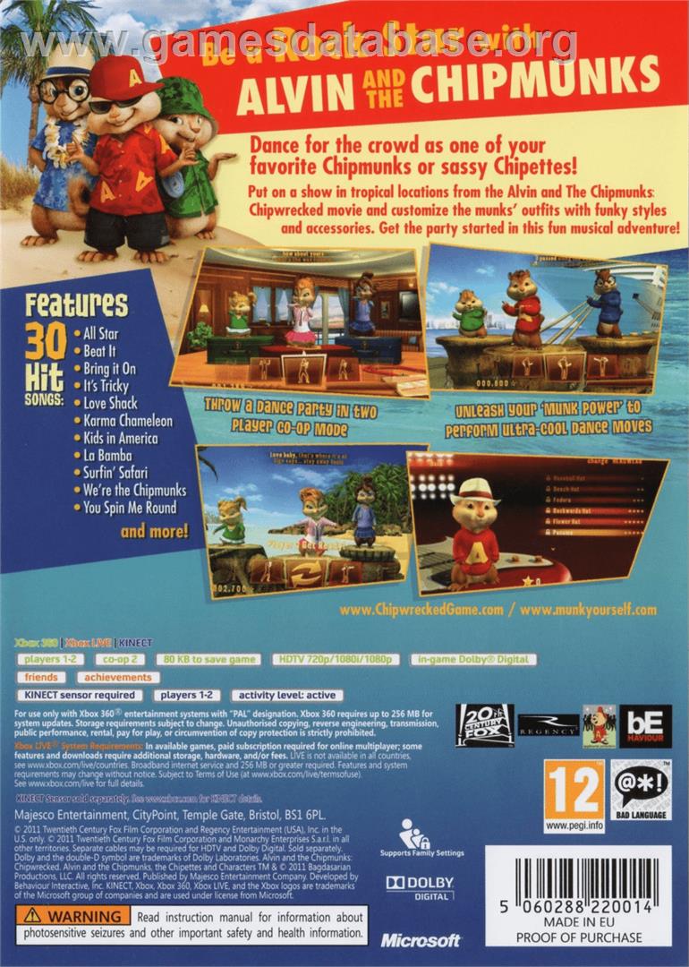 Alvin and The Chipmunks: Chipwrecked - Microsoft Xbox 360 - Artwork - Box Back