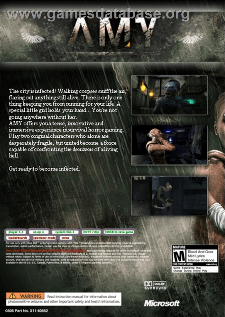 Amy - Microsoft Xbox 360 - Artwork - Box Back