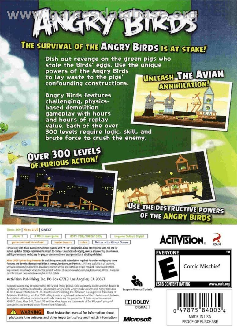 Angry Birds Trilogy - Microsoft Xbox 360 - Artwork - Box Back