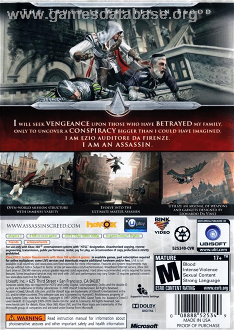 Assassin's Creed 2 - Microsoft Xbox 360 - Artwork - Box Back