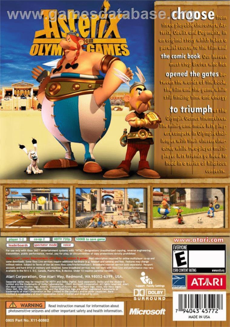 Astérix Aux Jeux Olympiques - Microsoft Xbox 360 - Artwork - Box Back