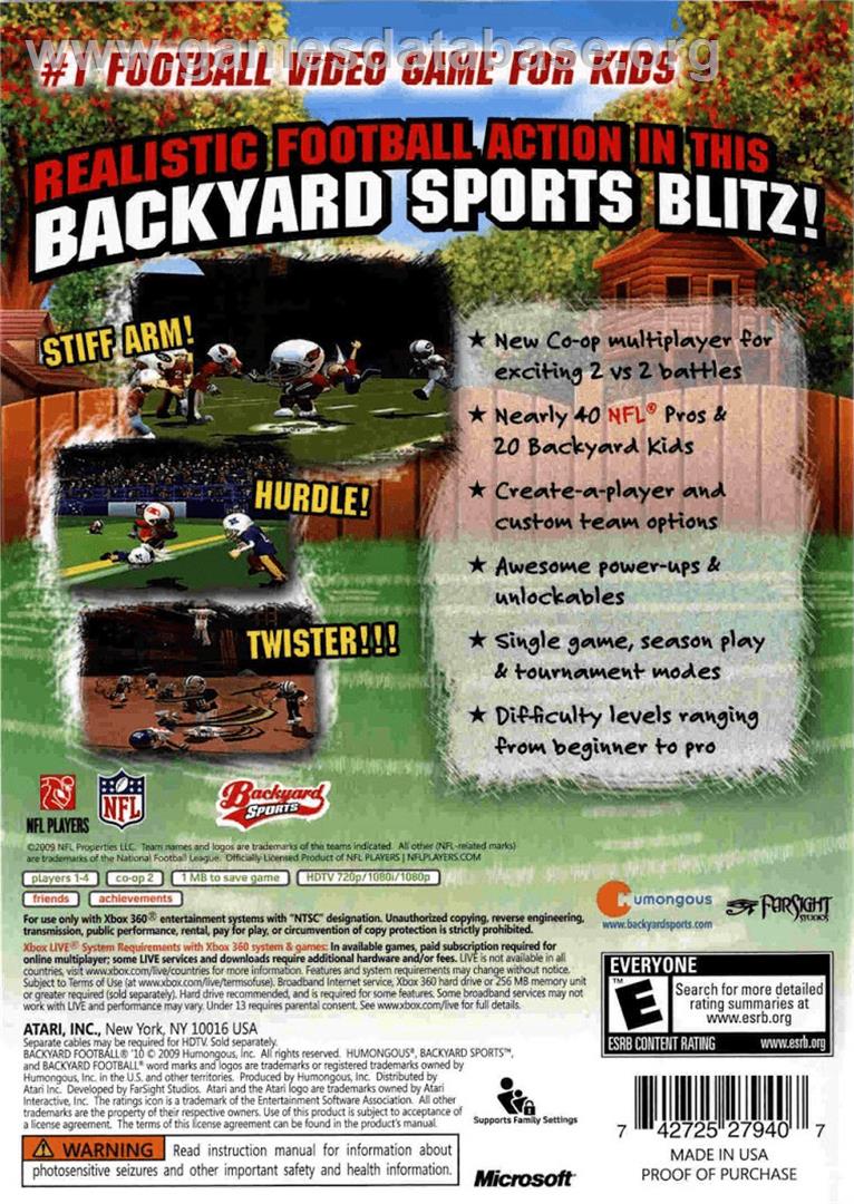 Backyard Football '10 - Microsoft Xbox 360 - Artwork - Box Back