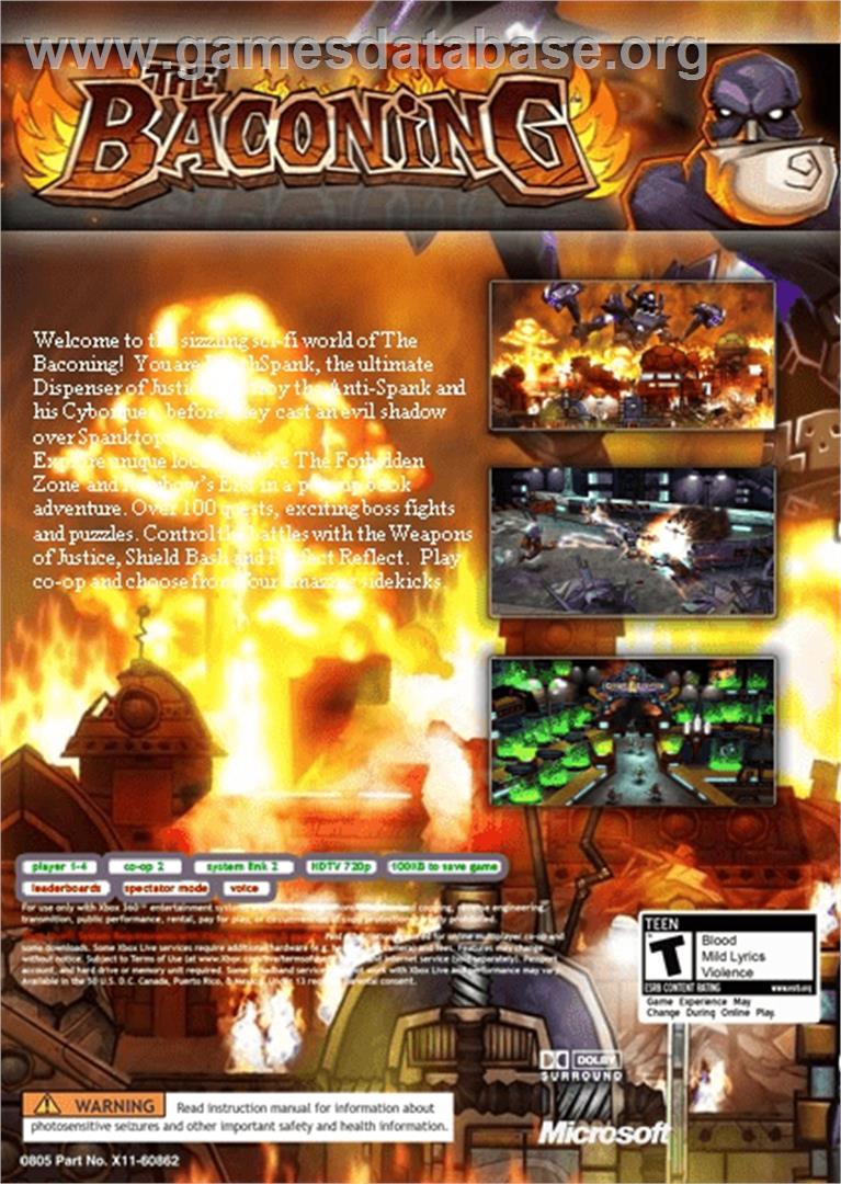Baconing, The - Microsoft Xbox 360 - Artwork - Box Back