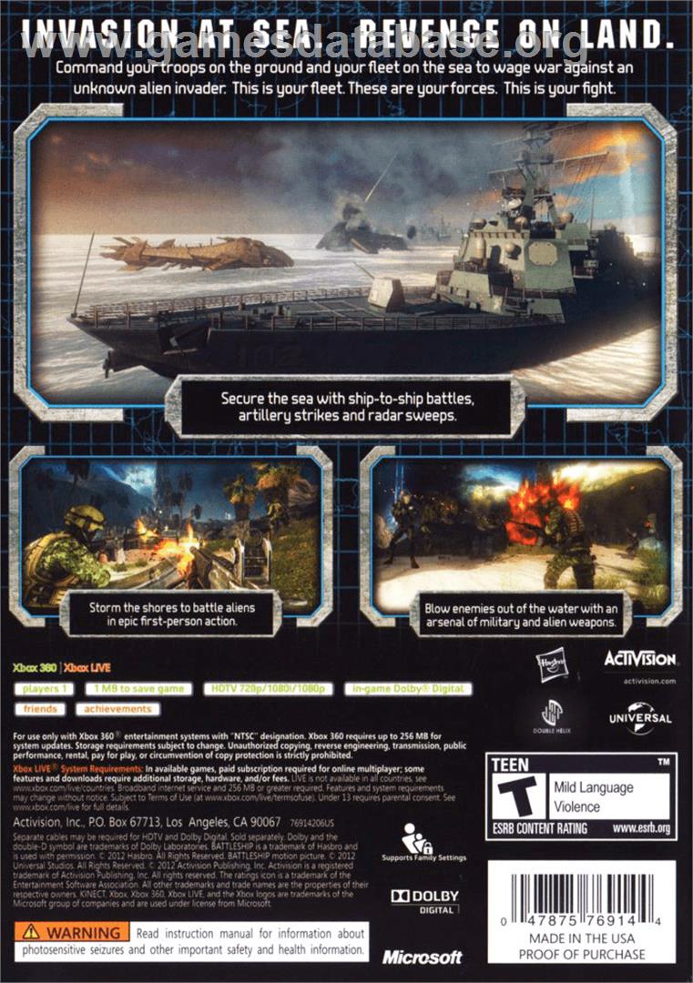 Battleship - Microsoft Xbox 360 - Artwork - Box Back