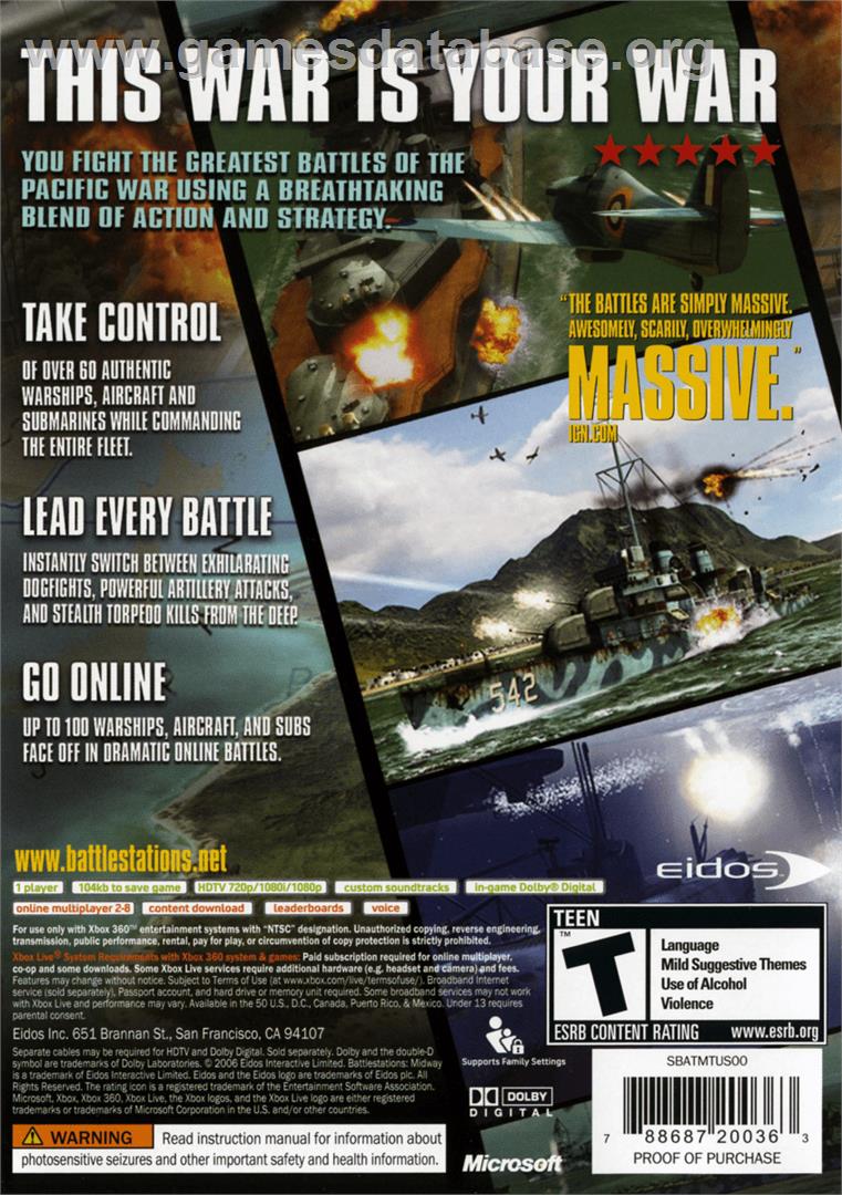 Battlestations: Midway - Microsoft Xbox 360 - Artwork - Box Back