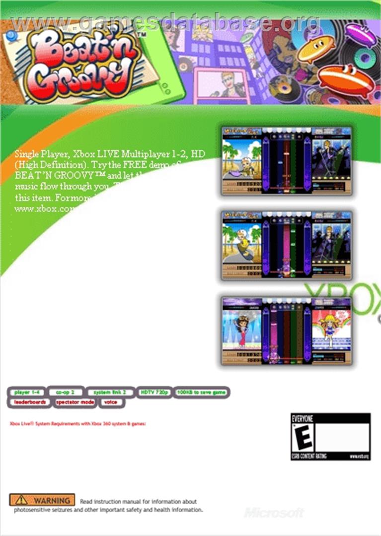 Beat'n Groovy - Microsoft Xbox 360 - Artwork - Box Back