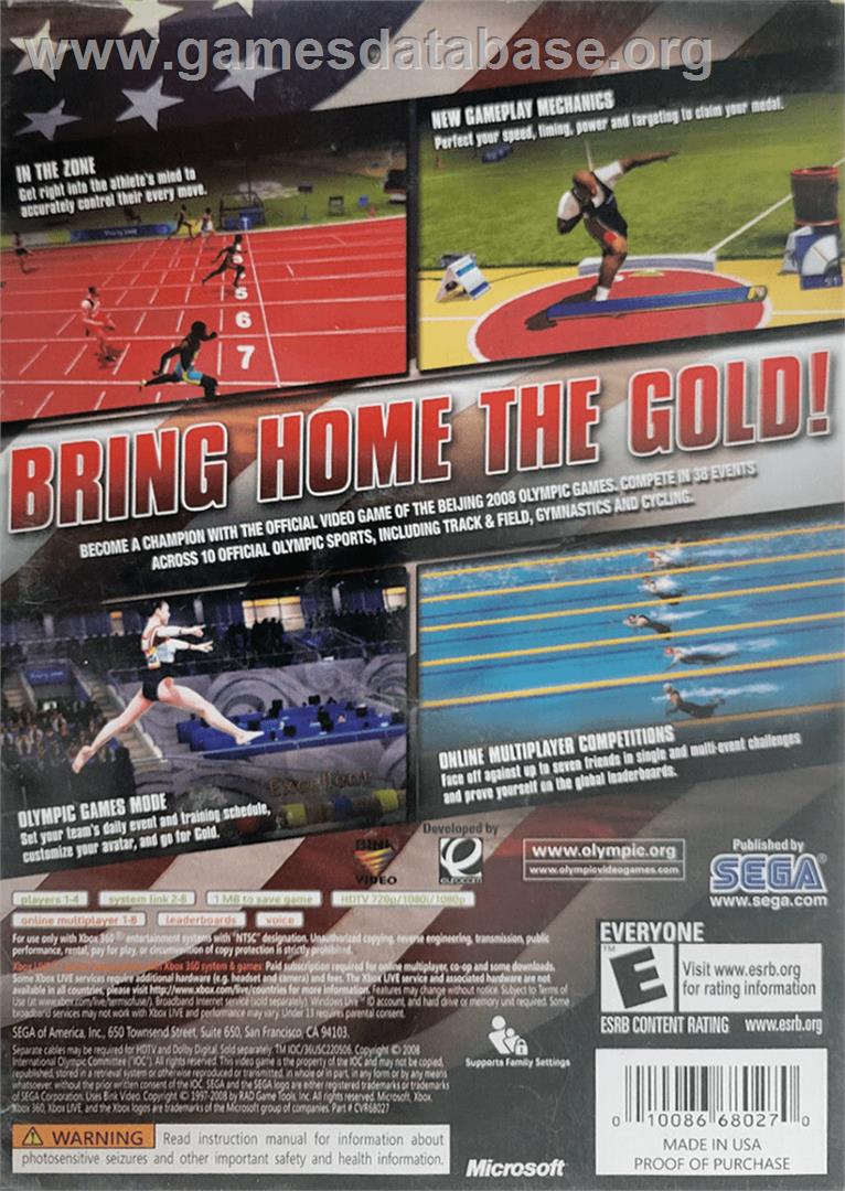 Beijing 2008 - Le Jeu Vidéo Officiel Des Jeux Olympiques - Microsoft Xbox 360 - Artwork - Box Back