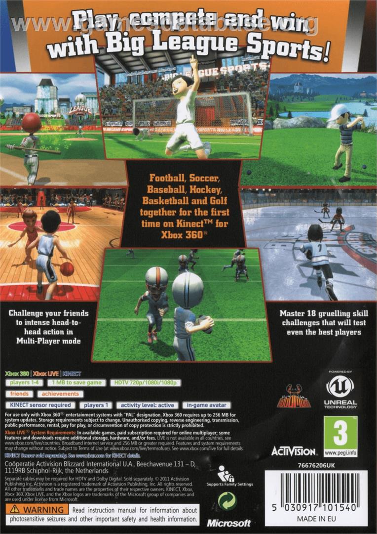 Big League Sports - Microsoft Xbox 360 - Artwork - Box Back