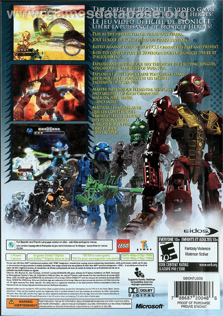 Bionicle Heroes - Microsoft Xbox 360 - Artwork - Box Back