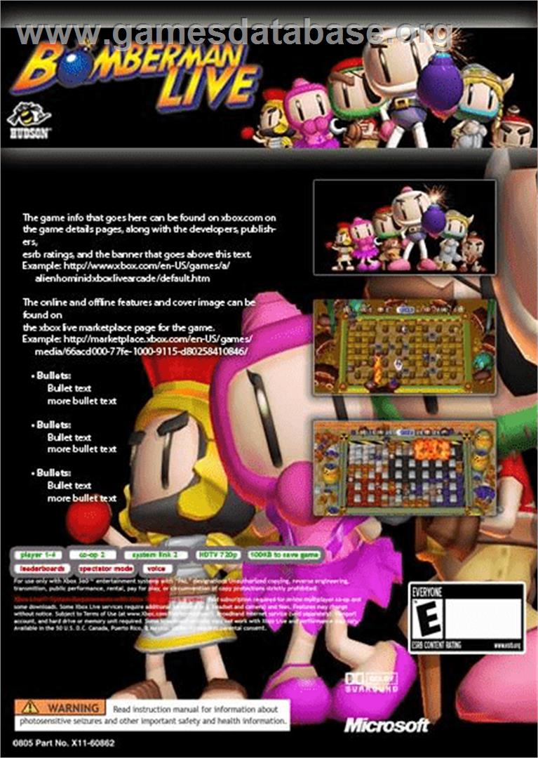 Bomberman Live - Microsoft Xbox 360 - Artwork - Box Back