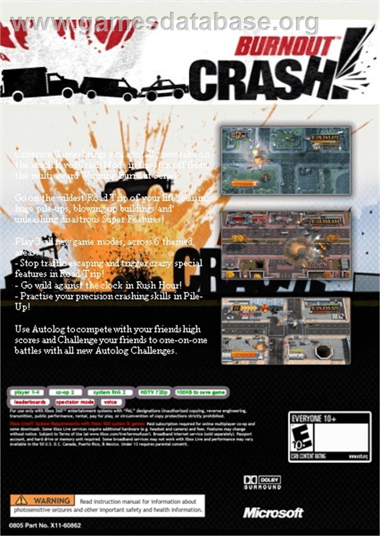 Burnout Crash! - Microsoft Xbox 360 - Artwork - Box Back