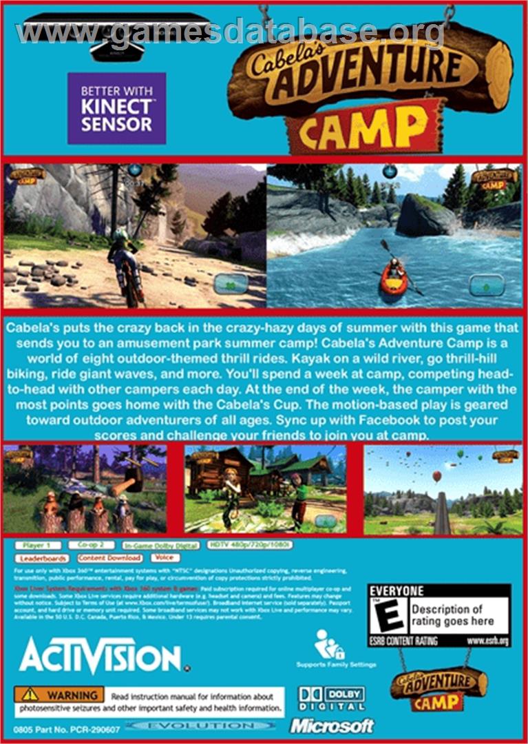 Cabela's Adventure Camp - Microsoft Xbox 360 - Artwork - Box Back